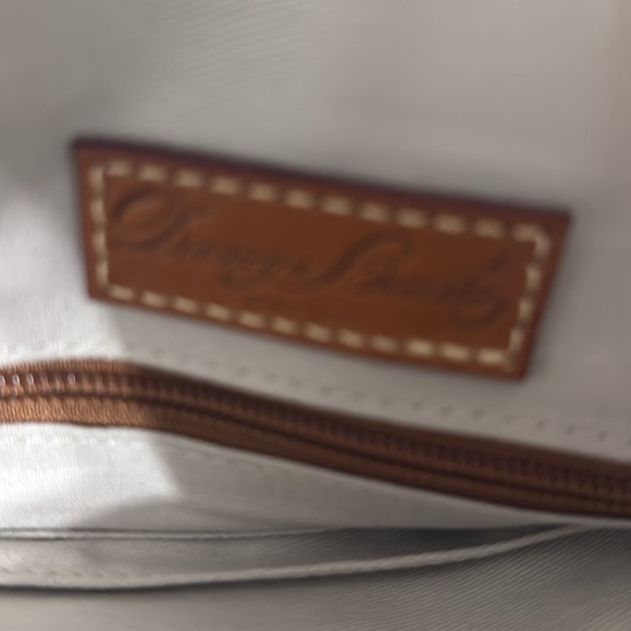 Dooney & Bourke White and Blue Satchel with Leather Accents